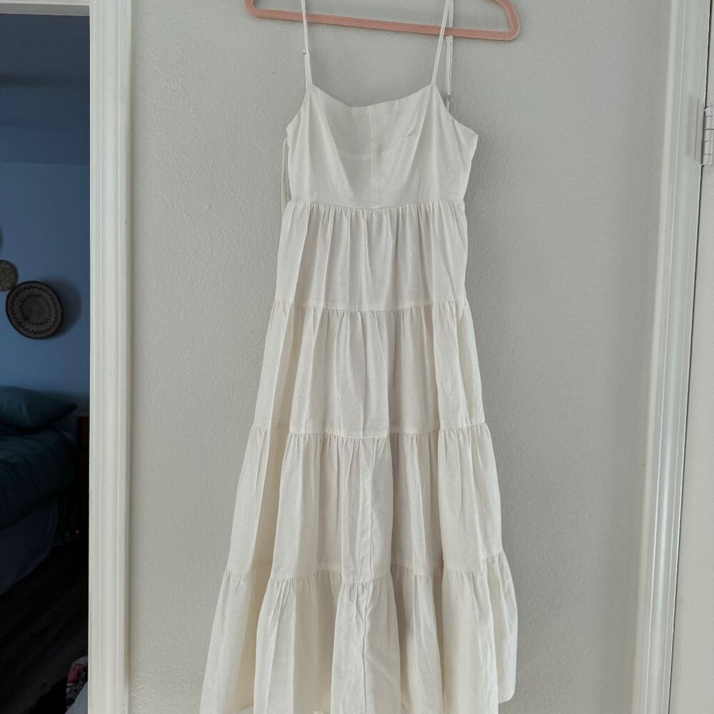 Petal and Pup White Backless Dress with Tie Back – Spaghetti Straps, Size S/M